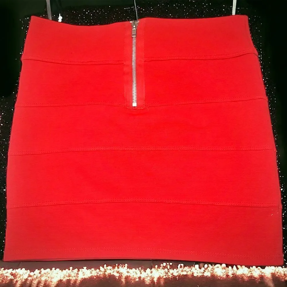 Hot red bandage mini skirt